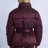 Waterdichte oversized ski-jas met riem in bordeauxrood