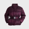 Waterdichte oversized ski-jas met riem in bordeauxrood