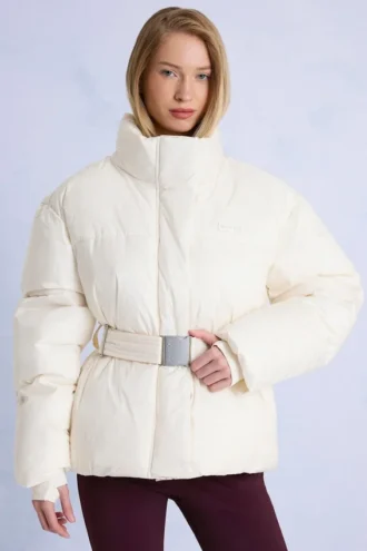 Waterdichte oversized ski-jas met riem in Ice