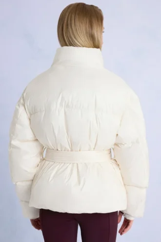 Waterdichte oversized ski-jas met riem in Ice