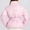 Waterdichte oversized ski-jas met riem in Powder Pink