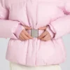 Waterdichte oversized ski-jas met riem in Powder Pink