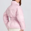 Waterdichte oversized ski-jas met riem in Powder Pink