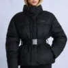 Waterdichte oversized ski-jas met riem in zwart