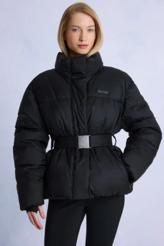 Waterdichte oversized ski-jas met riem in zwart