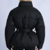 Waterdichte oversized ski-jas met riem in zwart