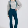 Waterdichte salopette met hoge taille en bretels in blauwgroen