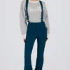 Waterdichte salopette met hoge taille en bretels in blauwgroen