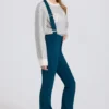 Waterdichte salopette met hoge taille en bretels in blauwgroen