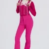 Waterdichte salopette met hoge taille en bretels in Magenta Pink