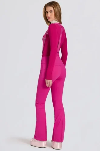 Waterdichte salopette met hoge taille en bretels in Magenta Pink