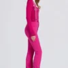 Waterdichte salopette met hoge taille en bretels in Magenta Pink