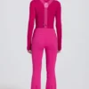 Waterdichte salopette met hoge taille en bretels in Magenta Pink
