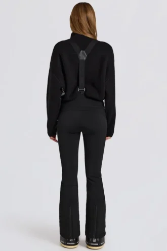 Waterdichte salopette met hoge taille en bretels in zwart