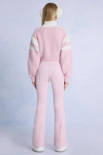 Waterdichte skibroek met riem in Powder Pink