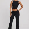Wren crop top met hoge hals en open rug in zwart