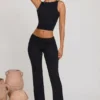 Wren crop top met hoge hals en open rug in zwart
