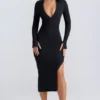 Yael Modal Plunge V-hals Midaxi-jurk in zwart