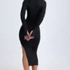 Yael Modal Plunge V-hals Midaxi-jurk in zwart