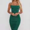 You’re My Type midi-jurk met cowl-hals en ruches in groen