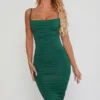 You’re My Type midi-jurk met cowl-hals en ruches in groen