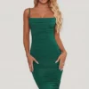 You’re My Type midi-jurk met cowl-hals en ruches in groen