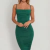 You’re My Type midi-jurk met cowl-hals en ruches in groen