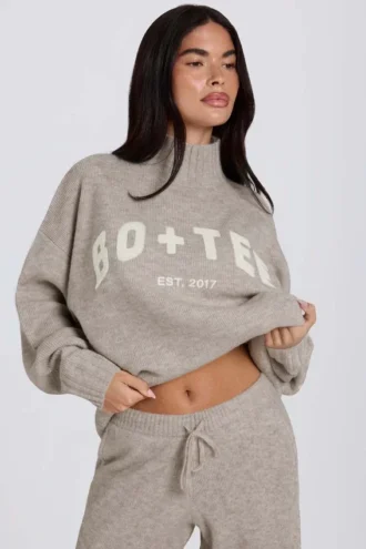 Zacht gebreide oversized trui in beige