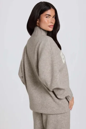 Zacht gebreide oversized trui in beige