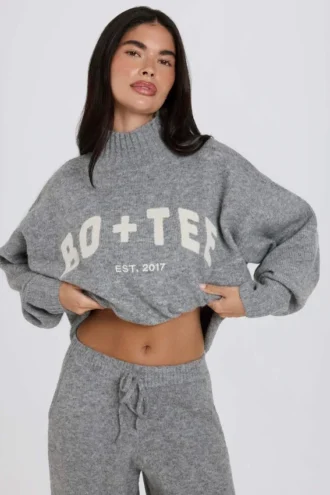 Zacht gebreide oversized trui in grijs