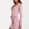 Zachte gebreide minirok in Blush