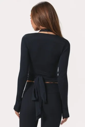 Zachte jersey wikkeltop in zwart