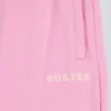 Zachte katoenen jersey joggingbroek met middelhoge taille en wijde pijpen in babyroze