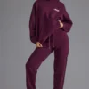 Zachte katoenen jersey joggingbroek met relaxte middelhoge taille in Grape