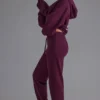 Zachte katoenen jersey joggingbroek met relaxte middelhoge taille in Grape