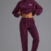 Zachte katoenen jersey joggingbroek met relaxte middelhoge taille in Grape