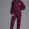 Zachte katoenen jersey joggingbroek met relaxte middelhoge taille in Grape