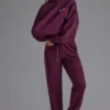 Zachte katoenen jersey joggingbroek met relaxte middelhoge taille in Grape
