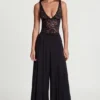 Zafira zachte jersey broek met middelhoge taille en wijde pijpen in zwart