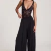 Zafira zachte jersey broek met middelhoge taille en wijde pijpen in zwart