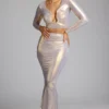 Zahra Mid Rise Metallic Jersey Gown Rokk in Light Gold