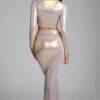 Zahra Mid Rise Metallic Jersey Gown Rokk in Light Gold