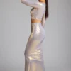 Zahra Mid Rise Metallic Jersey Gown Rokk in Light Gold