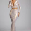 Zahra Mid Rise Metallic Jersey Gown Rokk in Light Gold