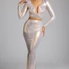 Zahra Mid Rise Metallic Jersey Gown Rokk in Light Gold