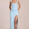 Zalia kanten corset maxijurk in poederblauw