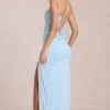 Zalia kanten corset maxijurk in poederblauw