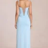Zalia kanten corset maxijurk in poederblauw