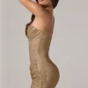 Zara versierde bandeau-minijurk met cowl-taille in goud
