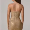 Zara versierde bandeau-minijurk met cowl-taille in goud